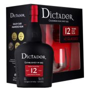 Dictador 12 éves kolumbiai rum díszdobozban pohárral
