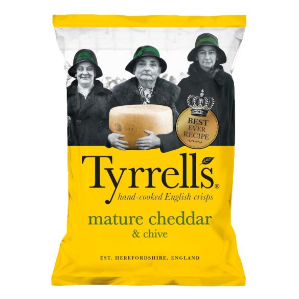 Tyrrells cheddar sajtos metélő hagymás burgonyachips