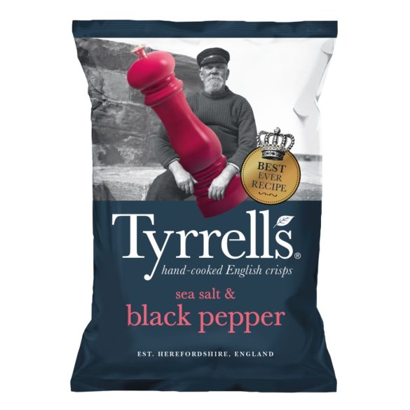 Tyrrells burgonyachips fekete borssal és tengeri sóval