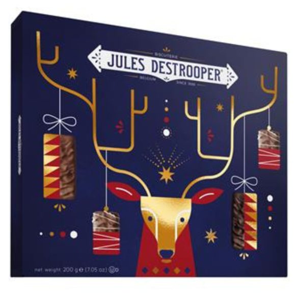 Jules Destrooper csokoládés keksz karácsonyi dobozban