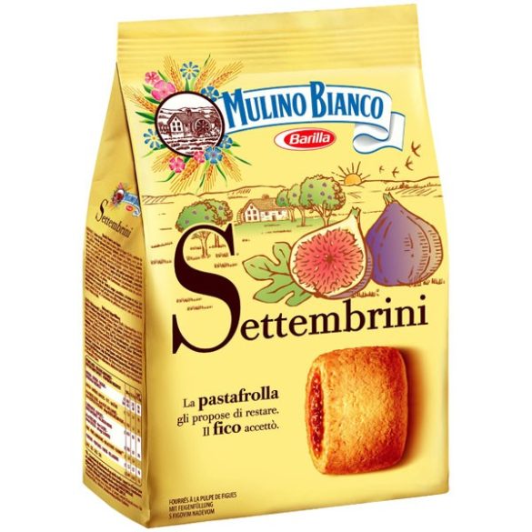 Mulino Bianco Settembrini fügével és fügelekvárral ízesített édes töltött keksz