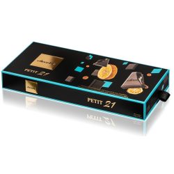   chocoMe Petit 21 étcsokoládé lapok karamell és yuzu töltelékkel
