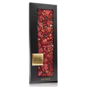   ChocoMe Entrée étcsokoládé liofilizált eperrel, málnával és kandírozott rózsaszirommal 110 g