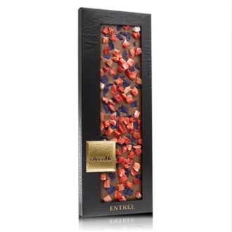   ChocoMe tejcsokoládé liofilizált eperrel és kandírozott ibolyaszirommal 110 g